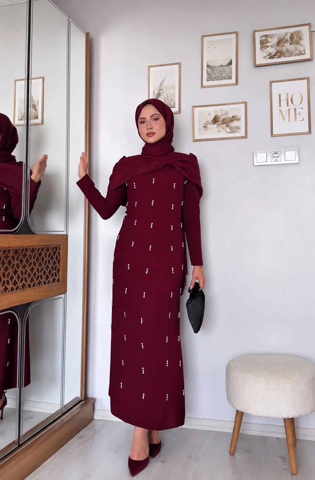 Nil Elbise Bordo